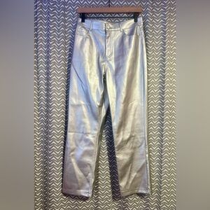 Haute Monde | Metallic Silver Faux leather pants, size M